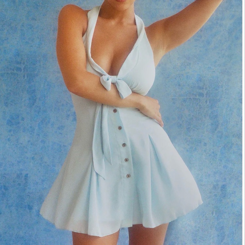 Frankie's Bikinis Light Blue Mini Dress